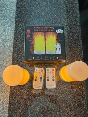 LED Flame Lamp Remote-Controlled 2-Pack — Plastic Warm Yellow